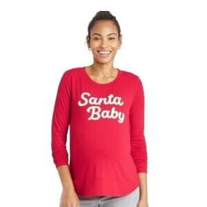 New Isabel Maternity by Ingrid & Isabel Santa Baby Maternity Red White Top Small